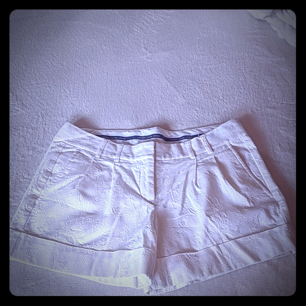 Express white embroidered shorts